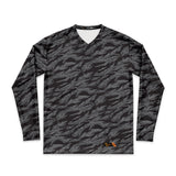 Long Sleeve V-neck Tiger Stripe Black Out